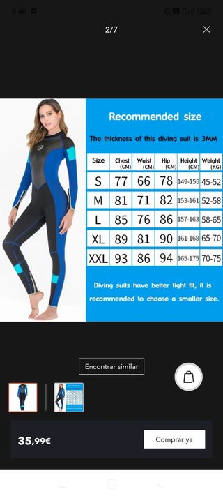 Traje de buceo Hisea Neopreno Talla S