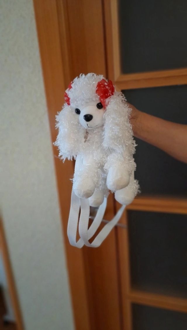 Bolso peluche perrito blanco