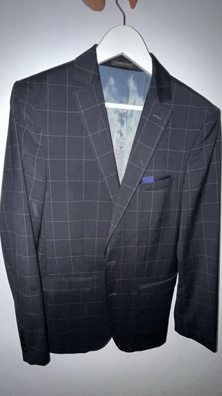 Traje Zara cuadros azul Talla 48