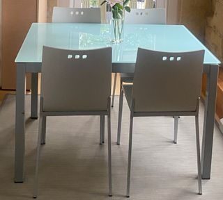 Mesa Comedor Cristal Opaco Extensible