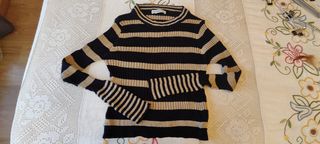 Camiseta Zara rayas doradas y negras