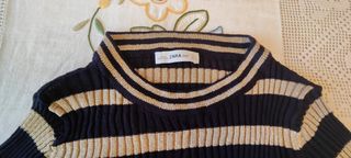 Camiseta Zara rayas doradas y negras