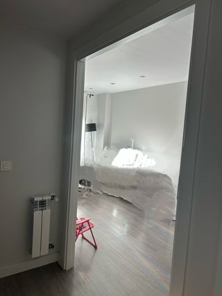 Puerta doble madera blanca con cristal