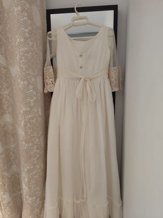 Traje de Comunión Niña Beige/Blanco