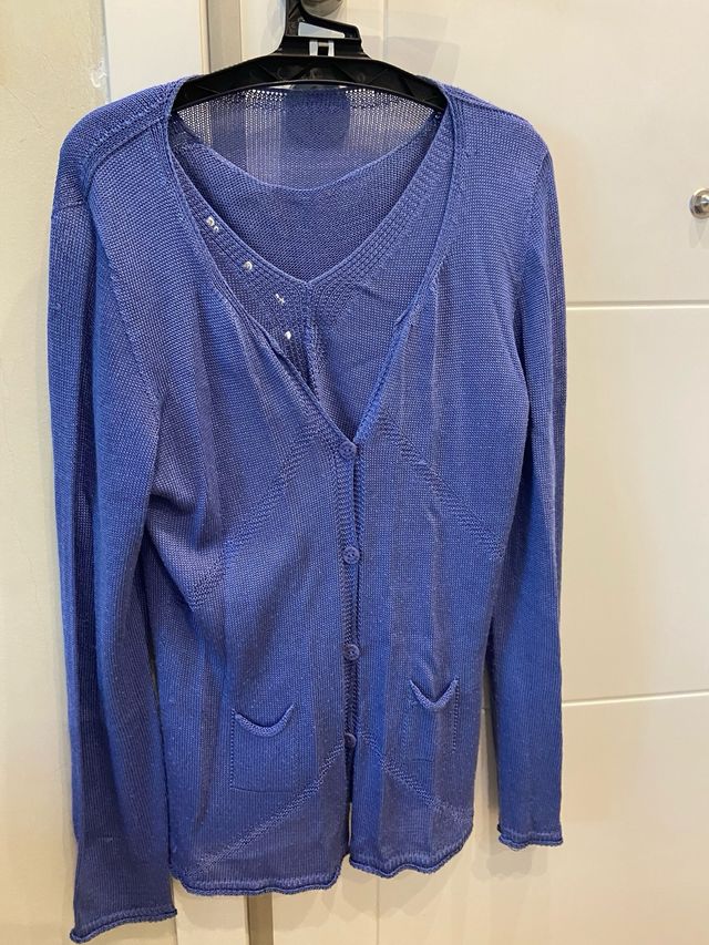 Conjunto top y chaqueta azul