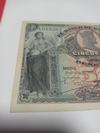 Billete 50 Pesetas 1907 Banco de España