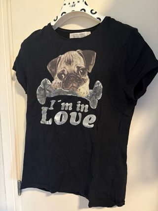 Camiseta Zara Pug I'm in Love Talla L