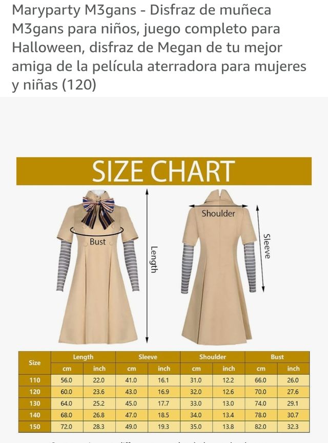 Disfraz M3gan Cosplay Niña 4 Piezas