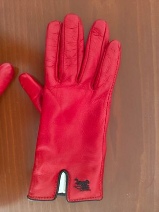 Guantes de cuero Burberry rojos mujer