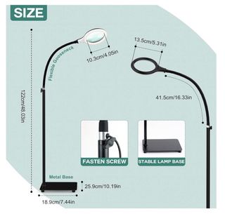 Lámpara de pie con lupa y luz LED
