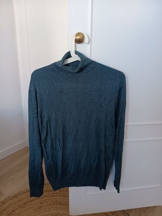 Camisola gola alta azul petróleo M