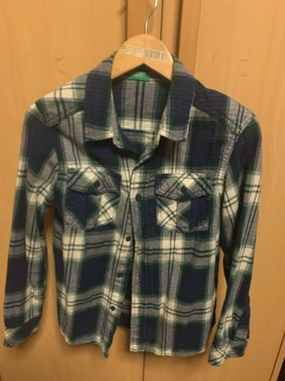 Camisa cuadros niño azul y verde talla 8