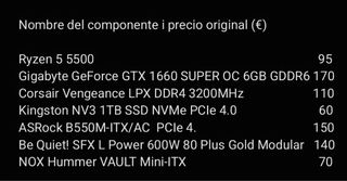PC sobremesa Ryzen 5 5500 GTX1660 Super 32GB Win11