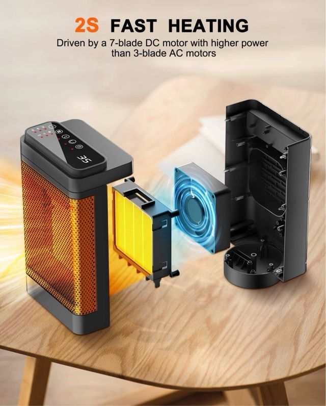 Mini Aquecedor Cerâmico Beatoer Preto/Cinza