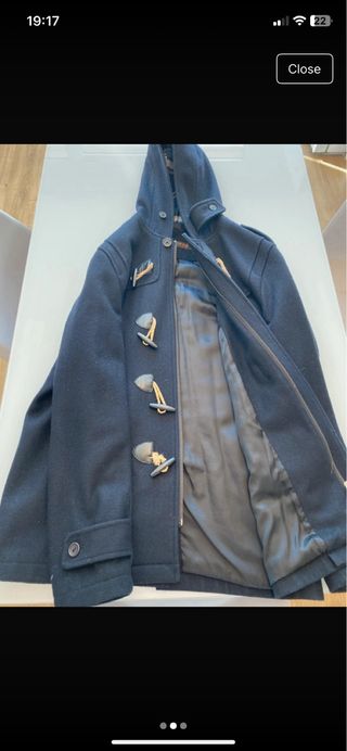 Abrigo Duffle Negro y Beige