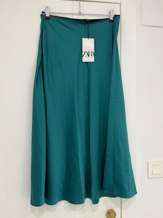 Falda Zara verde turquesa