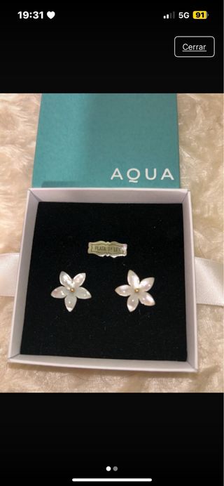 Pendientes Aqua Flor Plata 925