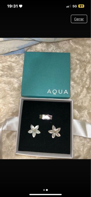 Pendientes Aqua Flor Plata 925