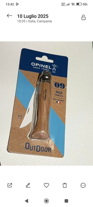 Coltello Opinel N°9 Inox Nuovo con Scatola