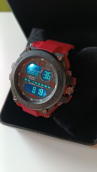 Reloj Deportivo Táctico Militar Digital Rojo y neg