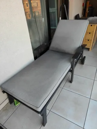 Tumbona de jardín antracita aluminio