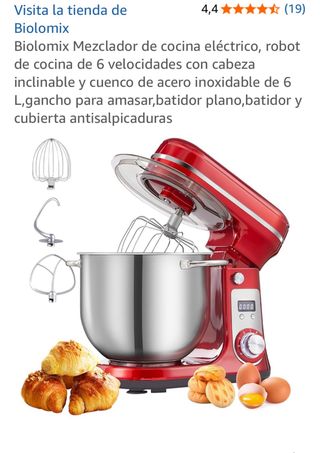 Batidora Amasadora Biolomix 6 Velocidades Roja