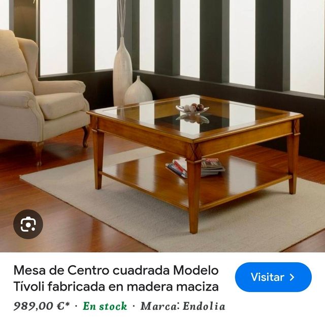 Mesa de centro madera y cristal Endolia