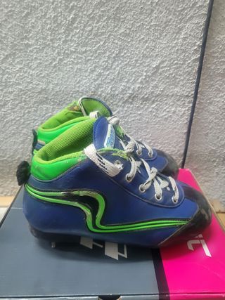 Botas Hockey Patines Azul y Verde talla 35