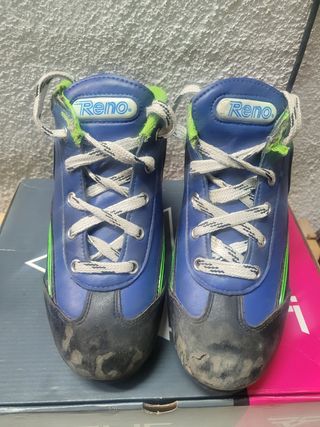 Botas Hockey Patines Azul y Verde talla 35