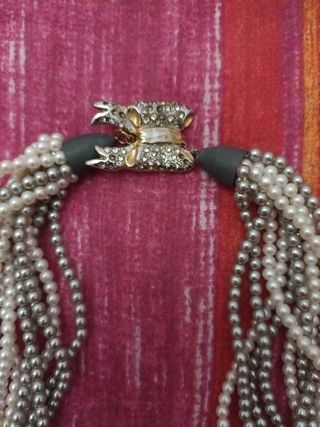 Collana perle donna argento e bianche bigiotteria