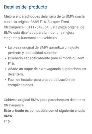 Embellecedor parachoques BMW X6 / F16 EXTRAVAGANCE