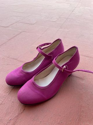 Zapatos Flamenca Tacón Morado Buganvilla Talla 36