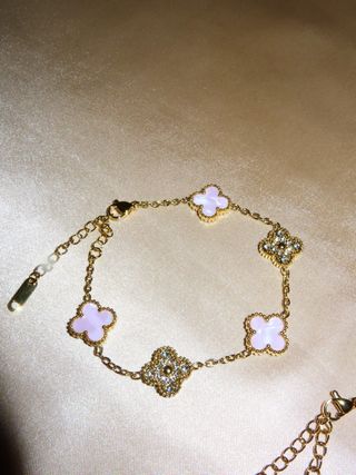 Pulseras estilo Van Cleef, oro, rosa, blanco