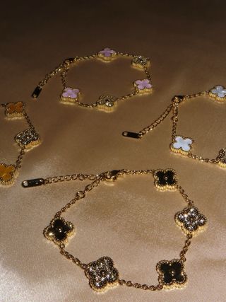 Pulseras estilo Van Cleef, oro, rosa, blanco