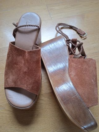 Sandalias PIECES ante marrón talla 40