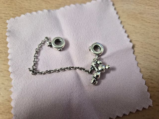 Cadena Seguridad Plata Pandora Mickey Trepando