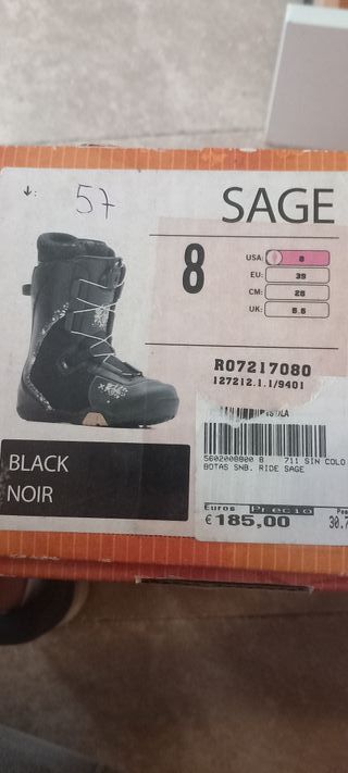 Botas Snowboard Mujer Ride Sage Talla 39