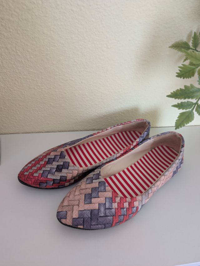 Bailarinas tejidas grises y rosas