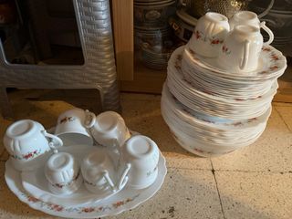 Juego de tazas y platos de porcelana