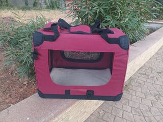 Transportín plegable para perros rojo