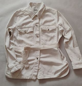 Chaqueta Zara Blanca Talla S Algodón Oversize