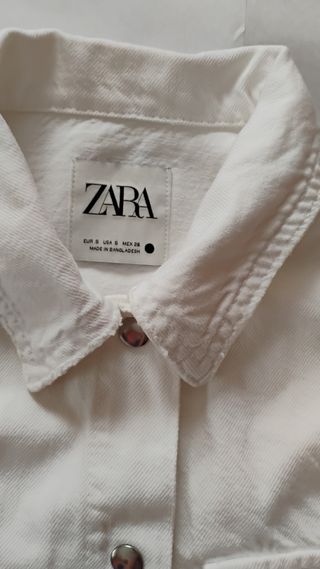 Chaqueta Zara Blanca Talla S Algodón Oversize