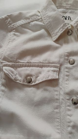 Chaqueta Zara Blanca Talla S Algodón Oversize