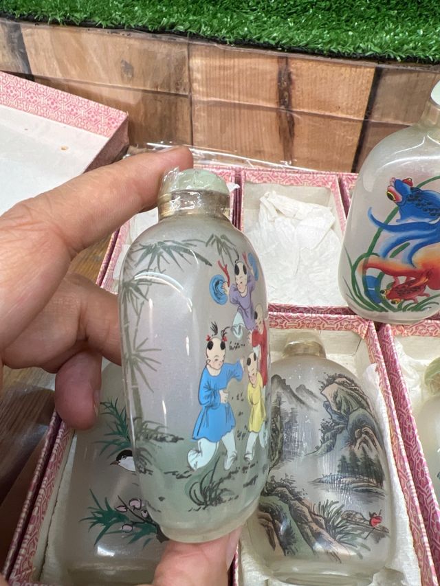 Set 8 Bottigliette fiuto Cinesi Dipinte vintage