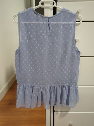 Camisa Zara Basic Gasa Azul Sin Mangas con forro 