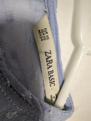 Camisa Zara Basic Gasa Azul Sin Mangas con forro 