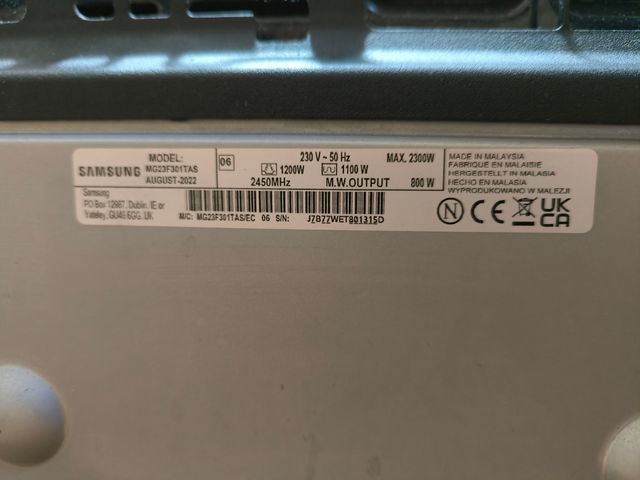 Microondas Samsung 23 L con GRILL 1100W