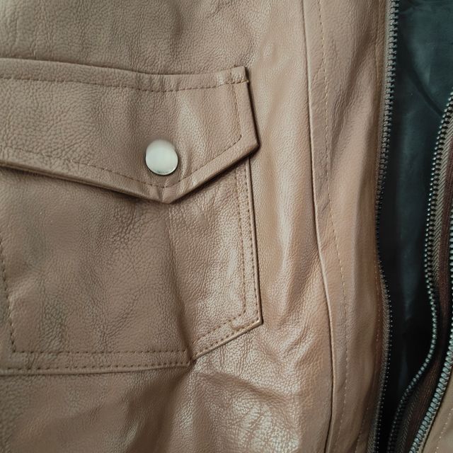 Cazadora biker polipiel marrón hombre nueva