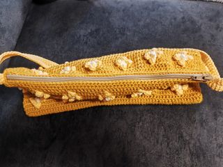 Bolso Crochet Amarillo Flores Hecho a Mano