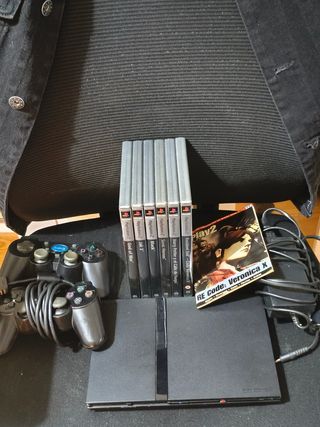 PS2 Slim Negra + 6 Juegos Platinum